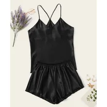 Женское сексуальное белье, пижама, атласная шелковая ночная сорочка, на шнуровке, пижама, набор, одежда для сна, Женская Сексуальная Ночная одежда, пижама