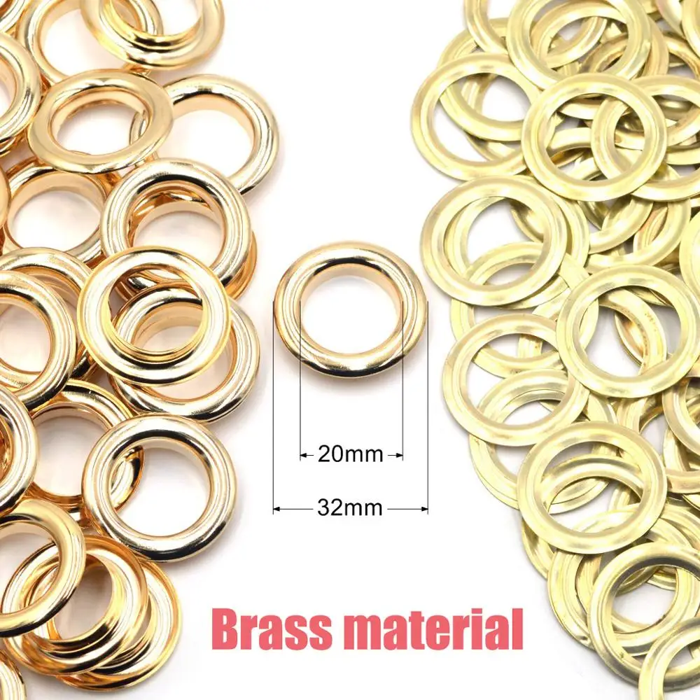 Pure brass material big size grommet eyelet 10sets 20mm with washer fit leather DIY craft shoes belt cap KALASO