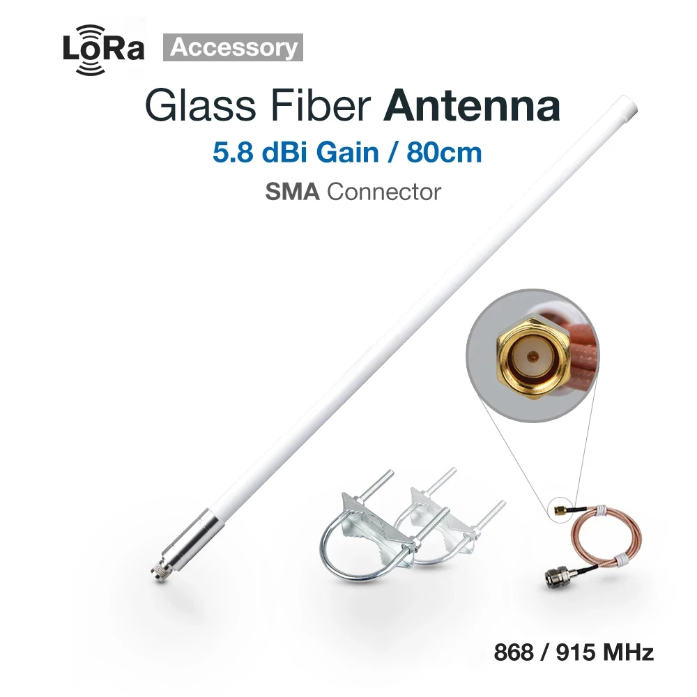 

5.8dBi LoRa Antenna 5.8dbi Peak High Gain Glass Fiber Network Antenna with SMA/ iPEX RF Cable 868MHz 915MHz for Helium Miner