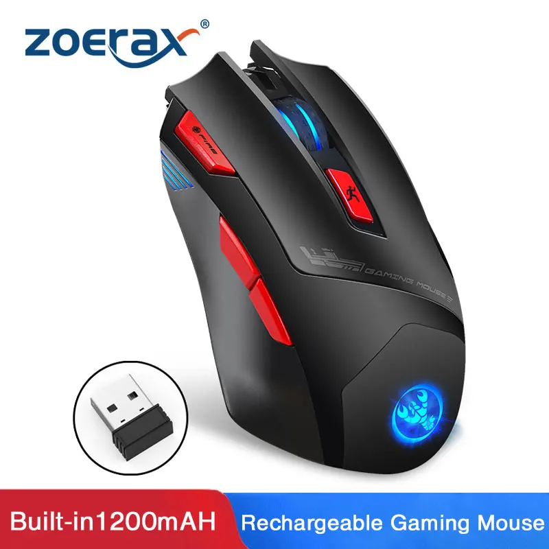 

ZoeRax Wireless Gaming Mouse, 6000 DPI Wireless RGB Gamer Mouse with 7 Programmable Buttons, Built-in 1200mAH Battery