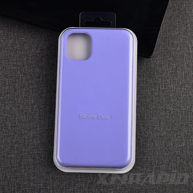 Официальный силиконовый чехол с логотипом для Apple iPhone 11 Pro Max, задняя крышка для iPhone X Xs Max XR 6 6s 7 8 Plus, чехол с коробкой - Цвет: Pale Purple
