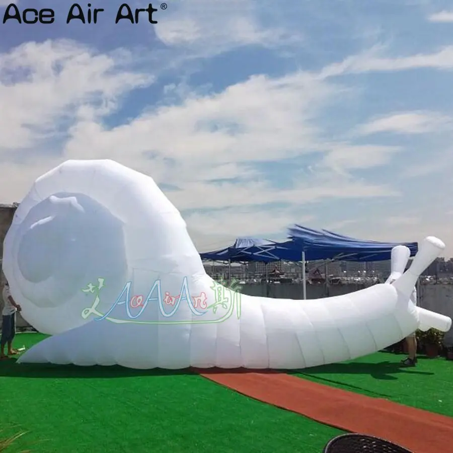 Наружная реклама гигантская белая надувная искусственная Улитка Животное мультфильм модель для продажи