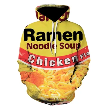 

2019 New Style 3D Hoodie Brand Clothing Ramen Noodle Soup Print Sweatshirt Porken/egg Funny Hooded Pullovers long sleeves