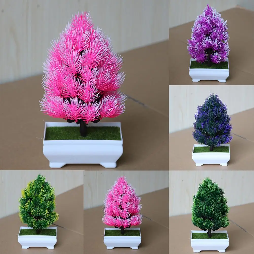

1Pc Potted Artificial Pine Tree Bonsai Stage Garden Wedding Home Party Decor Artificial Plant
