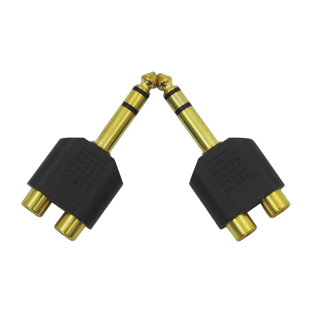 6.35mm Headphone Mic Audio Cable Converter Adapter 1 Male To 2 Female