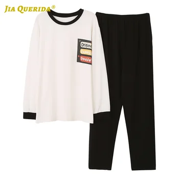 

New Soft Long Sleeve Long Pants Spring Autmn Fashion Style Casual Style Crew Neck Man Clothes Sleepwear Pajamas Set Pj Set