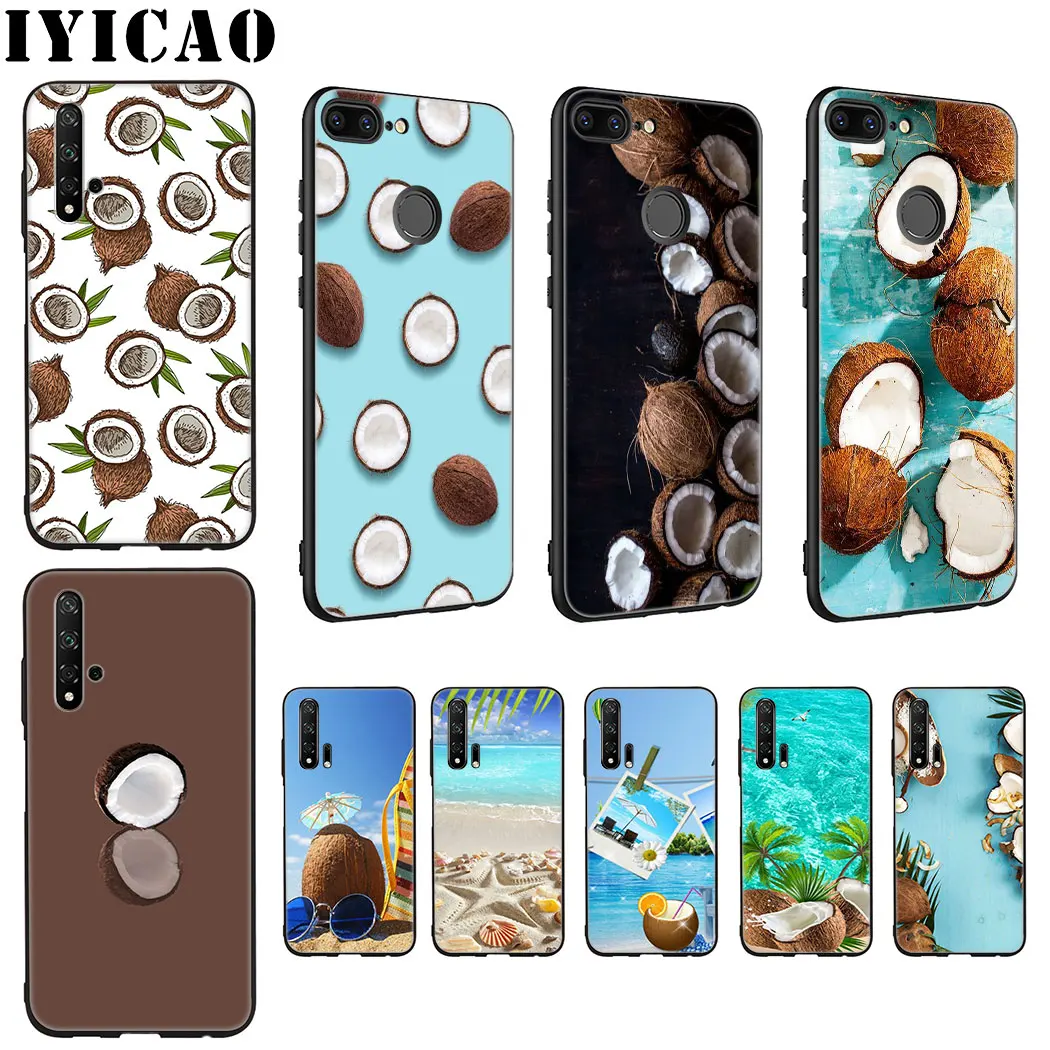 IYICAO Summer Coconut Beach Soft Silicone Case for Huawei Honor view 20 9X Pro 10 9 8 Lite 8X 8C 7X 7C Note |