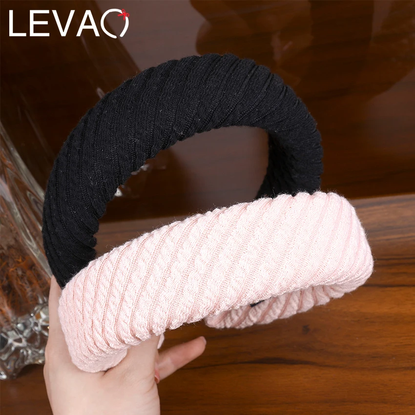 

Levao Twist Stripe Padded Headband Solid Color Velvet Hair Bands Bezel for Women Girl Headwear Simple Sponge Hairband Hair Hoop