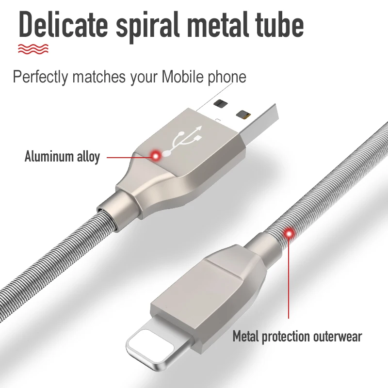 3.1A металлический Плетеный USB кабель для быстрой зарядки iphone XR XS X 5 6 6S 7 8 Plus планшет