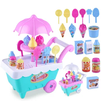 

Mini Shopping Cart Toys Baby Trolley Candy Toys Colourful Gumball Cart with Juice Drink Ice Cream Delicate Gift for Children