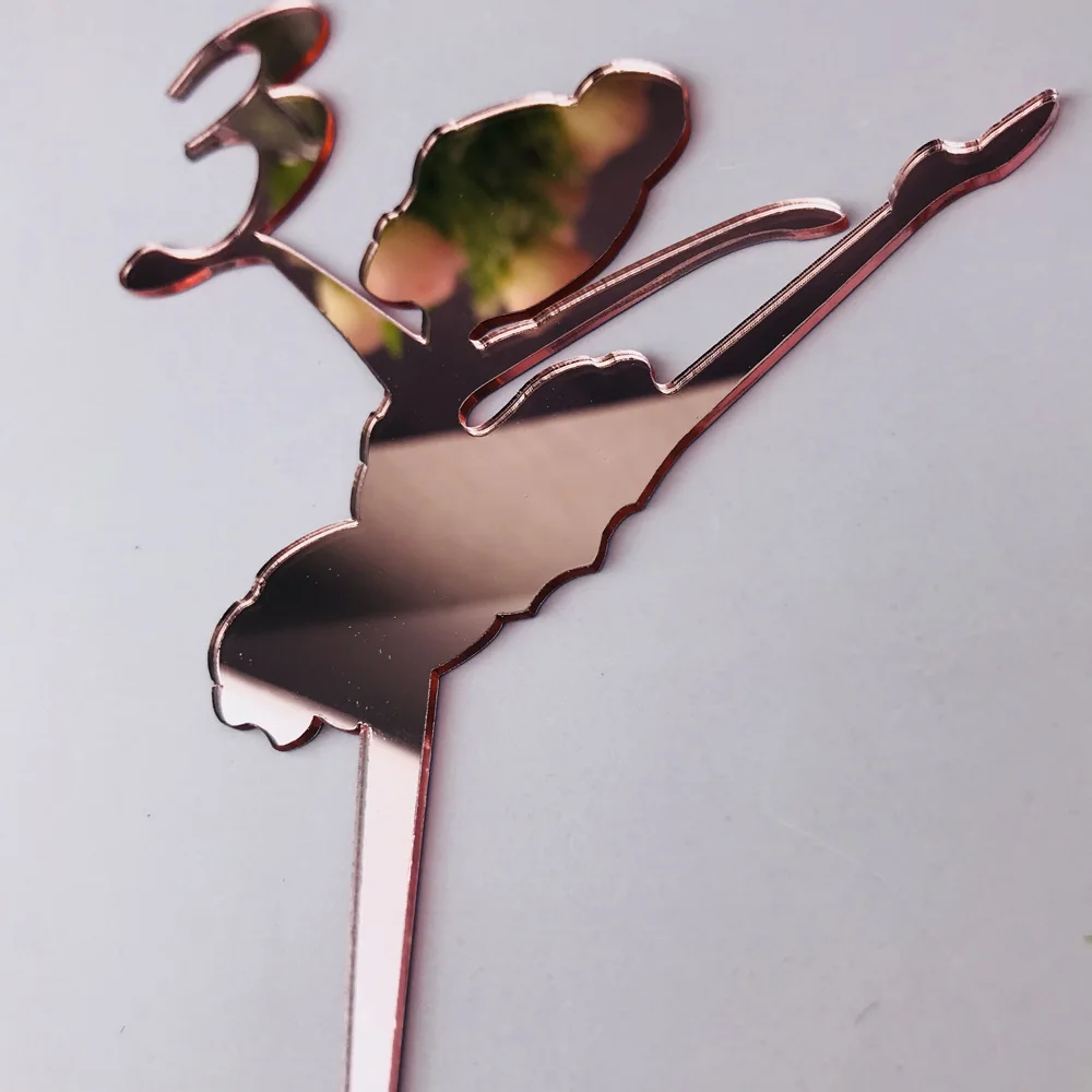 Personalized Happy Birthday mirror rose Cake Topper,Custom Ballet girl age Cake Topper,like to dance girl Birthday Party Decor  (3)