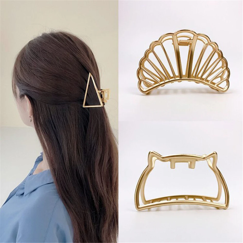 bride headband 2021 New Women Elegant Gold Silver Hollow Geometric Metal Hair Claw Vintage Hair Clips Headband Hairpin Fashion Hair Accessories hair clips