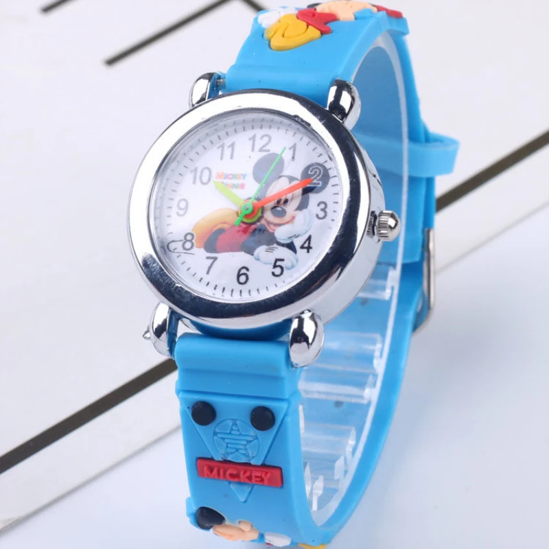 Часы «Микки» Детские уличные спортивные кварцевые наручные часы водонепроницаемые детские часы для мальчиков и девочек детские Студенческие часы - Цвет: Небесно-голубой