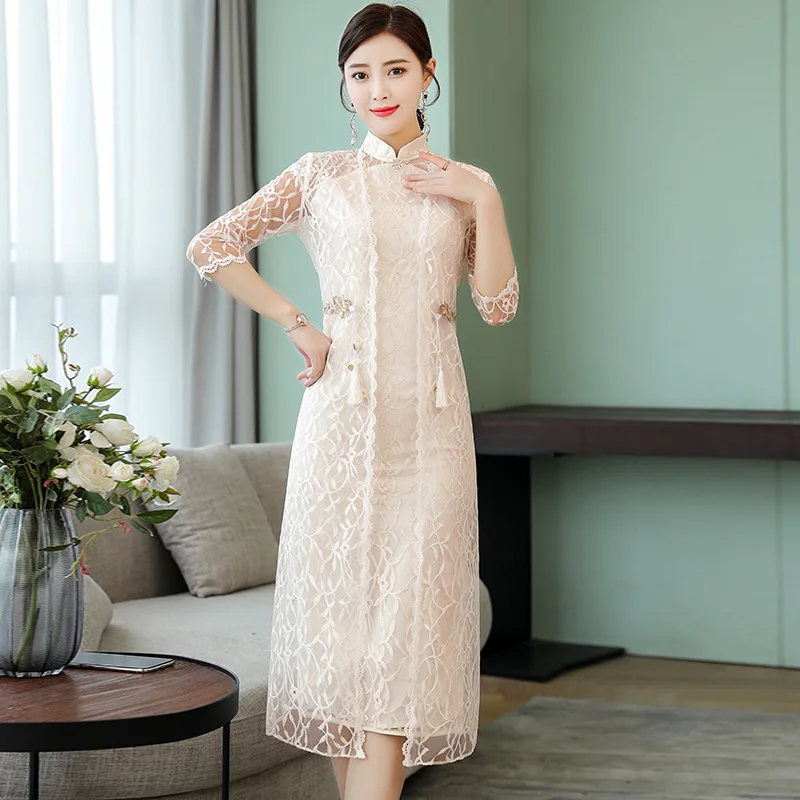 

2019 Spring And Summer New Style Women's Lace Fabric Embroidery Classical Versatile Towel of Cheongsam Collocation (Waipi)