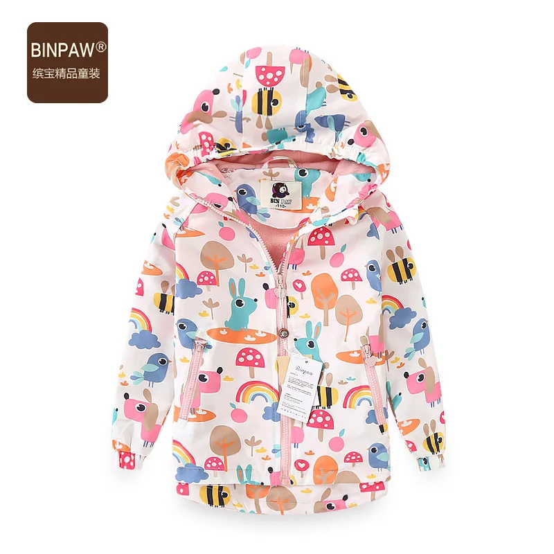 New Style Autumn Clothing Girls Long Sleeve Trench Coat BINPAW Korean-style Big Boy plus Velvet Full Printed Color Trench C