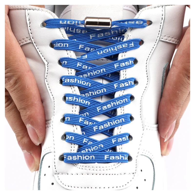 

1pair Letter Flat Shoelaces Lock No Tie Shoelace Elastic Round Metal Suitable for All Shoes Sneakers Lazy Lace 24 Colors