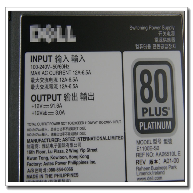 Блок питания для ноутбука Dell Мощность край R520 R620 R720 620 R920 R820 1100W Питание GDPF3 NTCWP GYH9V E1100E-S0 AA26510L L1100E-S0