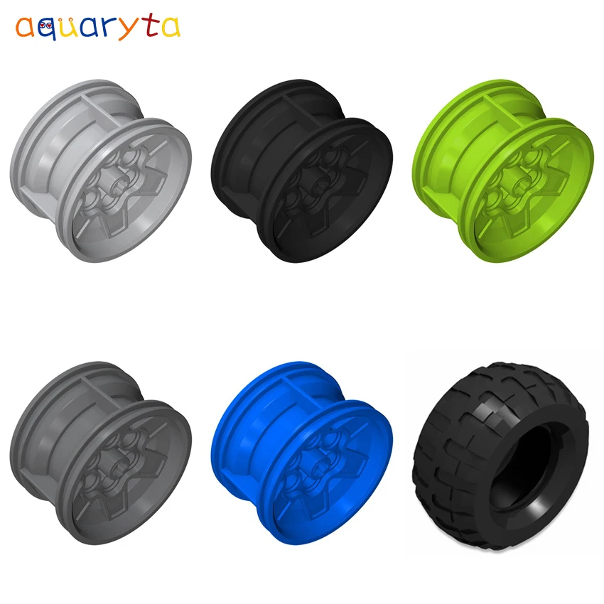 

AQUARYTA 4pcs Technology Building Blocks 43.2x26mm Wheel Hub and 81.6x38 Tire Compatible 56908 45982 DIY Assembles Toys for Teen