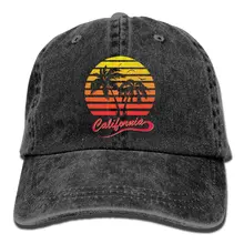 California 80s закат унисекс бейсболка хлопок деним Регулируемая Кепка в стиле хип-хоп для мужчин или женщин