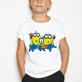 

Cartoon Cute Minions Banana cotton T shirt boys girls Kawaii T-Shirt 2020 Summer O neck Tshirt Tees kids Yellow Clothes harajuku