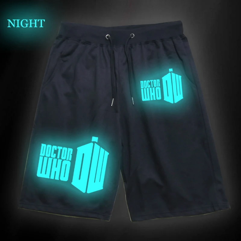 Мужские и женские спортивные короткие штаны летние модные повседневные дышащие брюки Доктор Кто светящийся принт хлопковые пляжные брюки