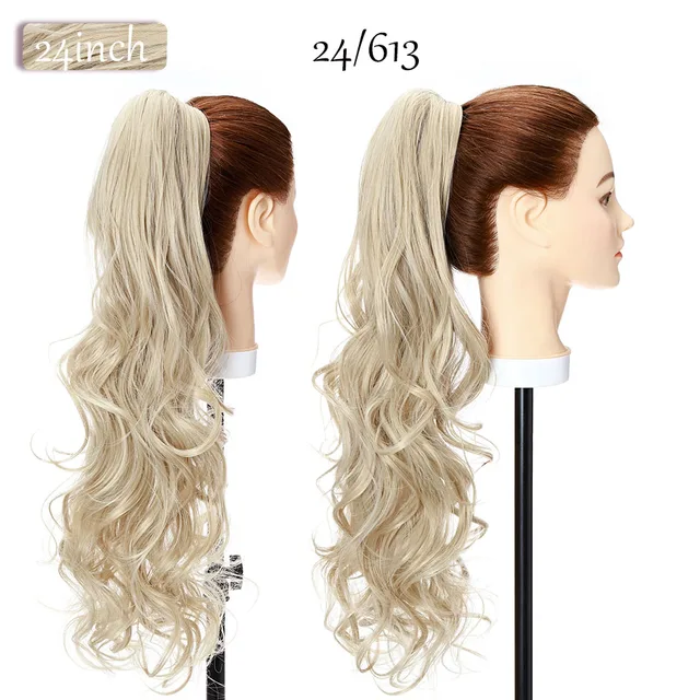S-noilite Synthetic 12-26inch Claw Clip On Ponytail Hair Extension Ponytail Extension Hair For Women Pony Tail Hair Hairpiece 24-613