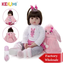 KEIUMI Очаровательная силиконовая кукла для новорожденной девочки 48 см, Очаровательная кукла для новорожденного кролика Boneca, одежда для малыша, накидка для детей на день рождения, Playmate