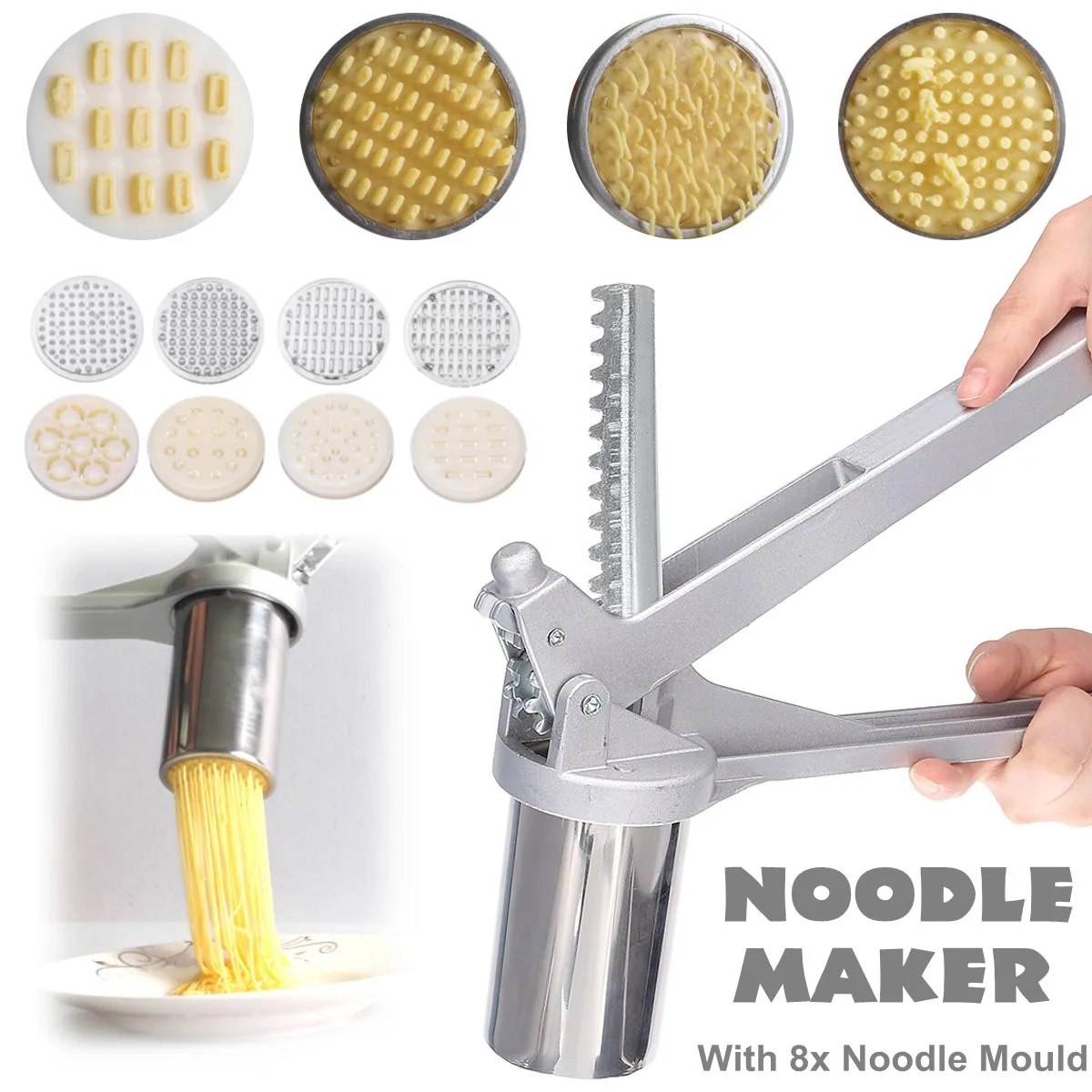  Stainless Steel Manual Noodle Maker Press Pasta Machine Crank Cutter Fruits Juicer Cookware With 8 