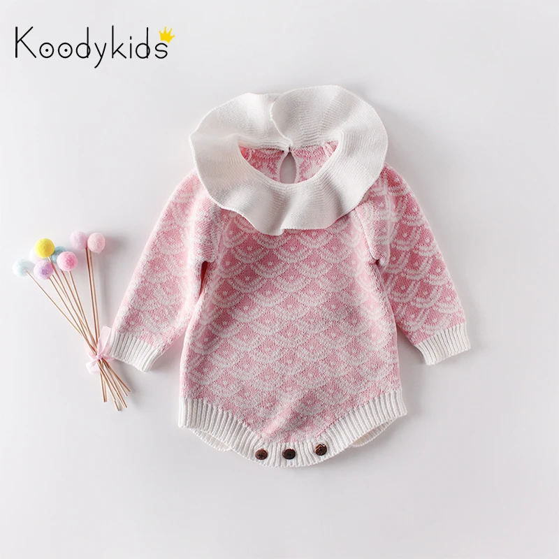 Koodykids/вязаные боди для маленьких девочек; весенние Комбинезоны для маленьких девочек; вязаные комбинезоны; розовые вязаные комбинезоны; Новинка; сезон осень