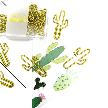 

Golden cactus paper clip office supplies special shaped paper clip creative lovely paper clip set 15