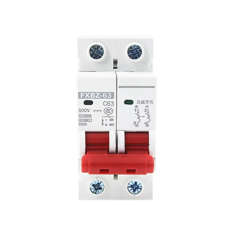 MCB 2P DC 500V Solar Mini Circuit Breaker 6A 10A 16A 20A 25A 32A 40A 50A 63A DC Air Switch circuit breaker,solar circuit breaker