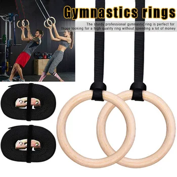 

1pair Wood Gymnastic Rings Adjustable Muscle Strength Training Home Fitness With Scales 28/32mm XR-Hot