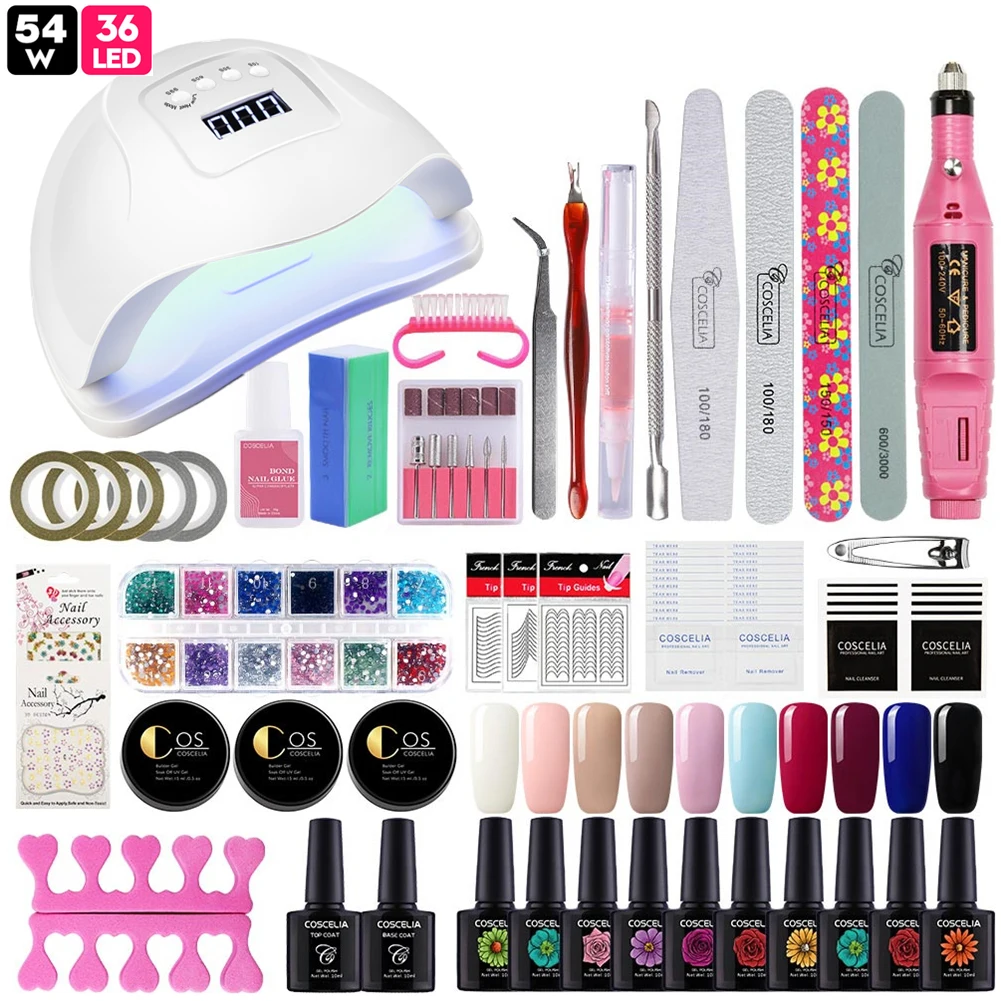 

COSCELIA Nail Lamp 10ML Gel Nail Polish Set Manicure Set For Nail Art Semi-Permanent UV Varnish Tools For Manicure Nails Kit