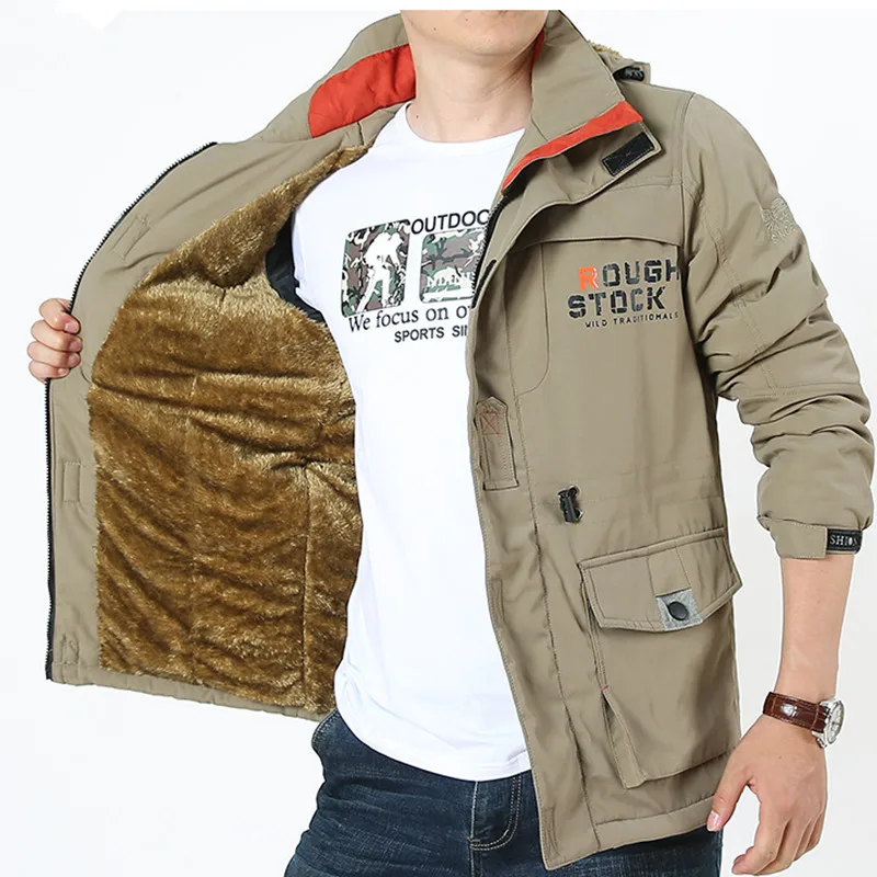 

Large Size 4XL New 2019 Top Quality Warm Outwear Winter Jacket Men Thick Warm Windproof Warm Coat Casual Men Coat & Parka Khaki