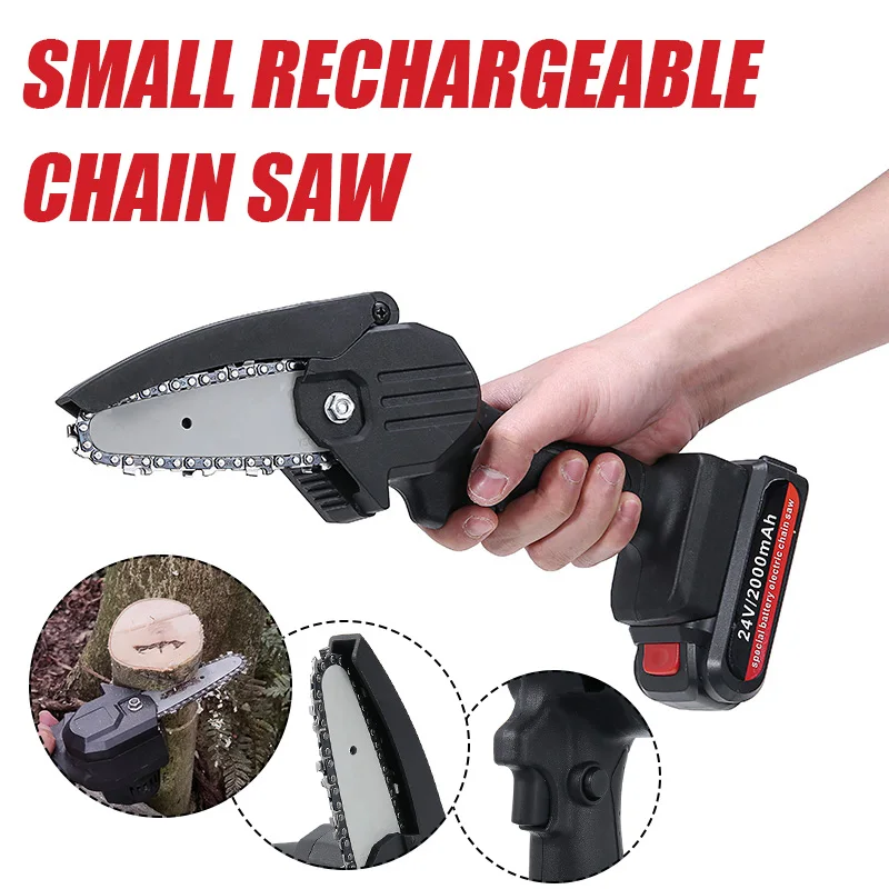 

220V Mini Electric Wood Cutting Chainsaw One Hand Saw Cordless Chainsaw With Battery Set Rechargeable Pruning Tool UK Plug