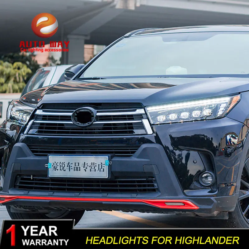Автомобильный Стайлинг фара чехол для фары Toyota Highlander все светодиодный Toyota фара Highlander DRL светодиодный поворота объектива li ion аккумулятор