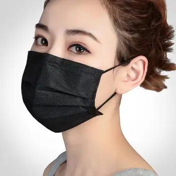 

Face Masks 50Pcs/100 Pcs Protective 3 Layer Disposable mouth mask Non Woven Safe Breathable Black in stock