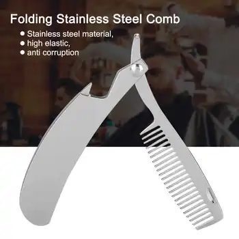 

Hair Brush Beard Shaping Comb Men's Mustache Shaper Comb Anti Static Stainless Steel Folding Comb Hair Styling Tools