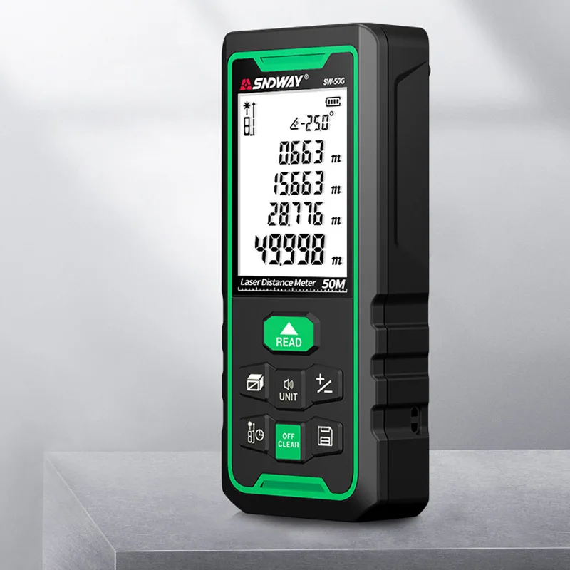 SNDWAY 50m 70m 100m Digital Laser rangefinder Green laser range finder electronic ruler Indoor Outdoor with Voice broadcast SNDWAY 50m 70m 100m Digital Laser rangefinder Green laser range finder electronic ruler Indoor Outdoor with Voice broadcast