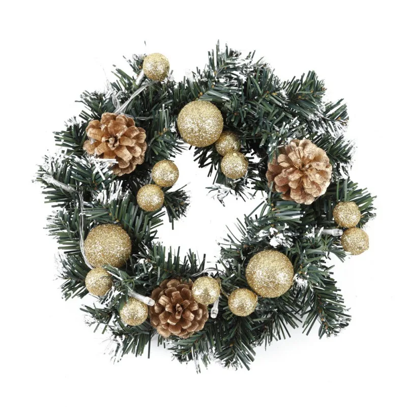 

Christmas LED Light String Wreath With Battery Powered Front Door Hanging Garland Holiday Home Decorations