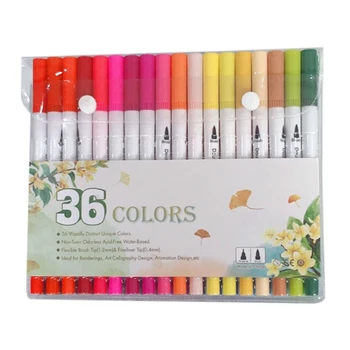 

36 Colors Double-Headed Hook Pen Color Marker Soft Head Watercolor Pen Art Supplies Children Gift Painting Set