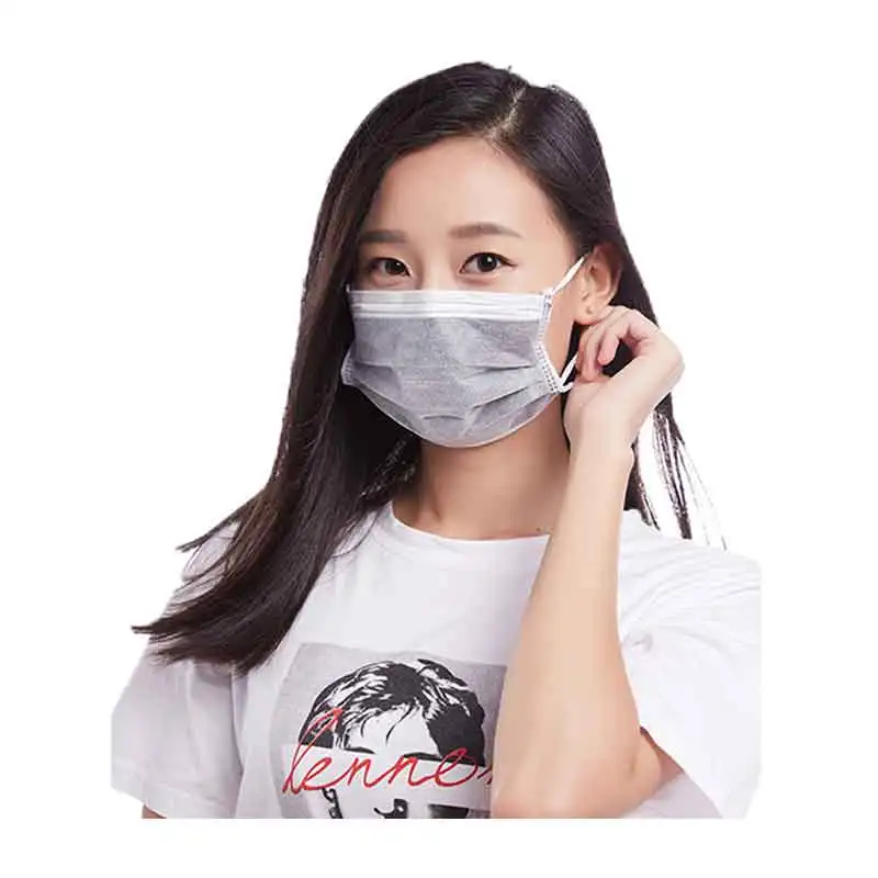 

50PCS 4-Layer Disposable Face Mask With Activated Carbon Non Woven Anti-dust Rouska Mouth Soft Breathable Facial Protective Mask