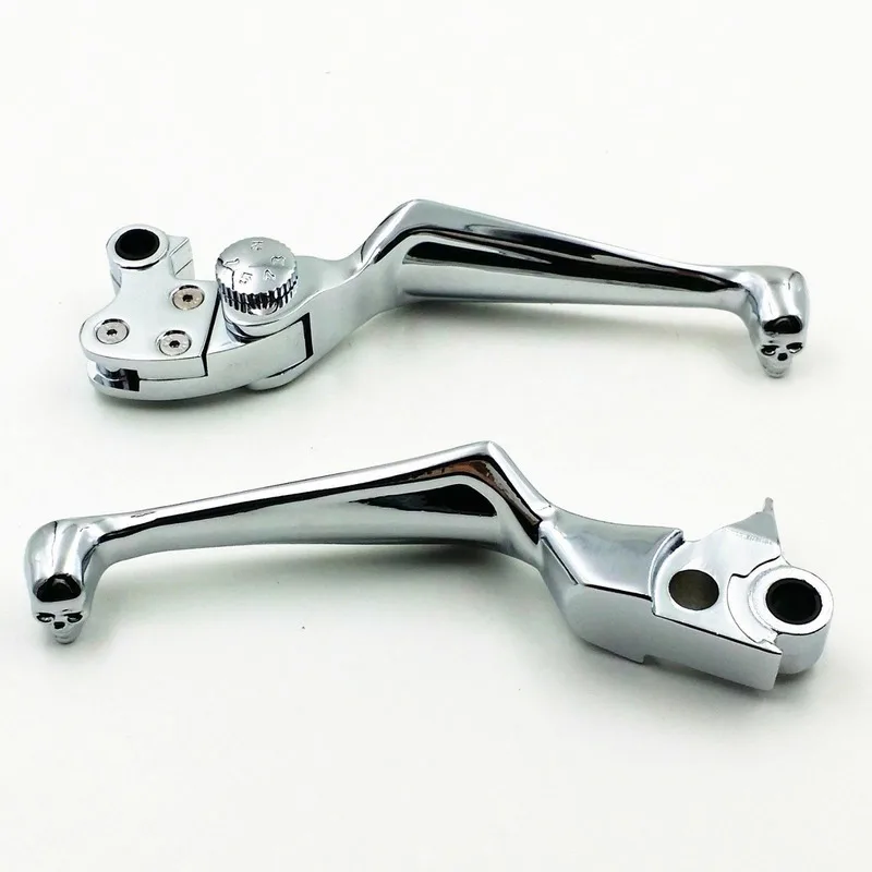 Chrome Skull Adjustable Brake Clutch Lever For Harley Fat Boy Dyna Electra Fxdc Motorbike