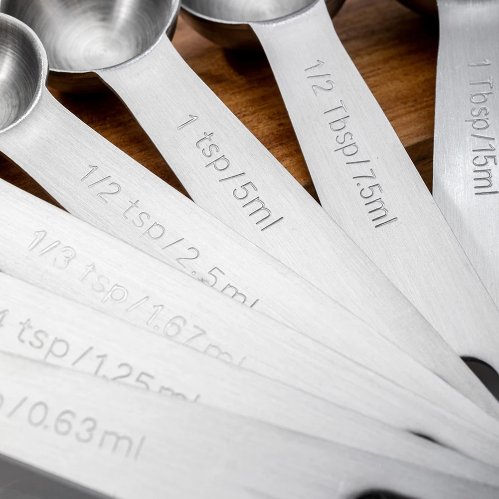 6Pcs Reusable Stainless Steel Seasoning Coffee Powder Measuring Scoop Spoon With Scale Bakery Tool Kitchen Supplies