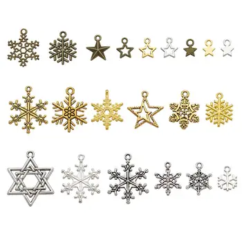 

Tibetan Style Alloy Pendants Charms Snowflake and Star Mixed Color about 155pcs/set