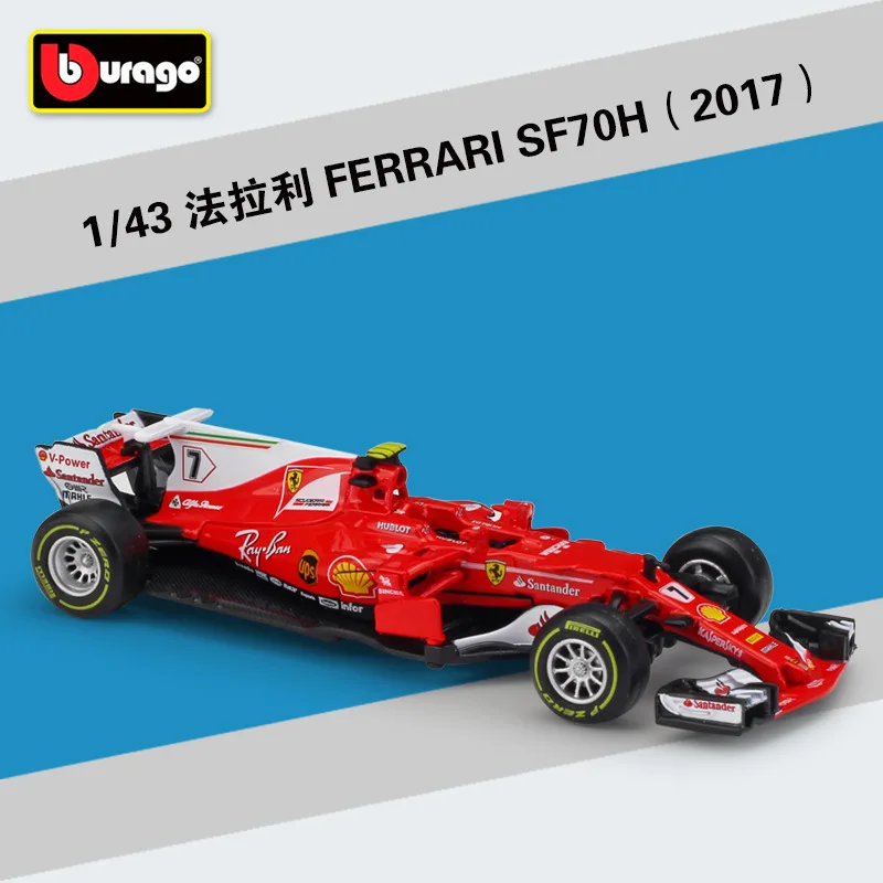 Bburago литой 1:43 автомобиль металлический Ferrari F1 модель автомобиля Formulaa 1 гоночный автомобиль Formule 1 SF70H& 71H& 90 сплав игрушка автомобиль коллекция - Цвет: 2017 SF70H NO.7