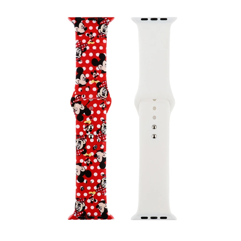Силиконовый ремешок для часов Apple Watch 5 ремешок 40 мм 44 мм 38 мм 42 мм мягкий спортивный браслет с Микки Маусом для iWatch 1 2 3 4