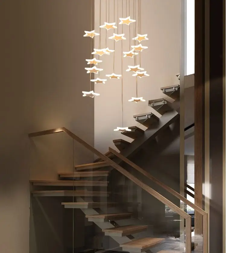 Светодиодный светильник для лестниц, креативная личность, звездная люстра, для дома, для лестницы, для ресторана, магазина, длинная люстра