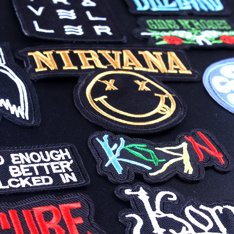 

Nirvana Clothes Stripe Patch Stranger Things Embroidered Patche for Clothing Applique Iron On Patches Rock Band Patch On Clothes