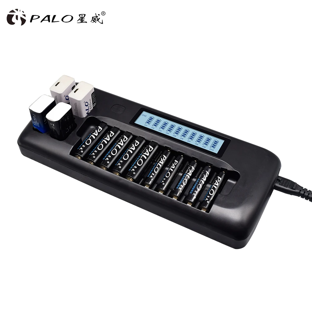 PALO – chargeur de batterie 9V, pour batteries 3.7V/9v 1.2v aa aaa ni-mh  ni-cd, avec 4 batteries usb 9V - AliExpress